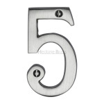 M Marcus Heritage Brass Numeral 5 - Face Fix 76mm Traditional font